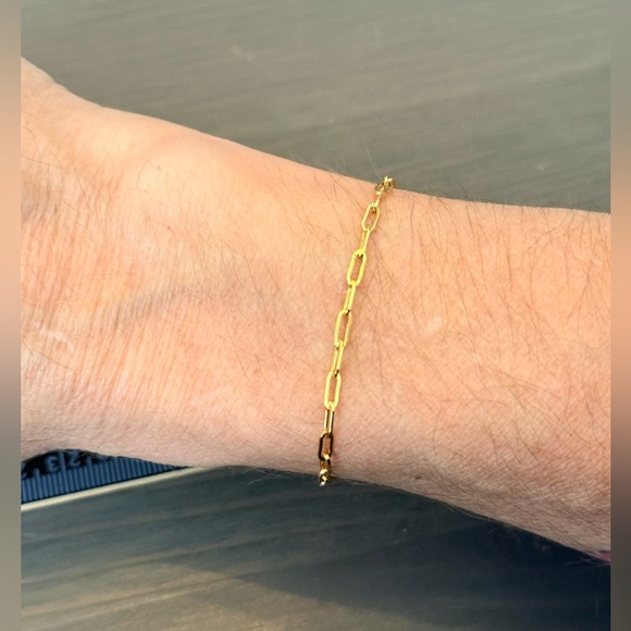 Monica Vinader 18ct gold vermeil sterling silver mini paperclip chain bracelet - Picture 8 of 8